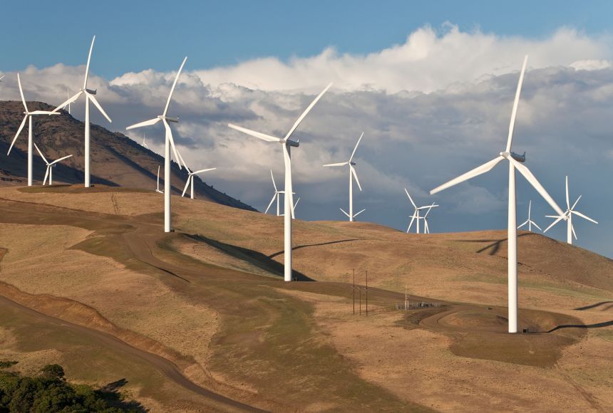 wind turbines in field 