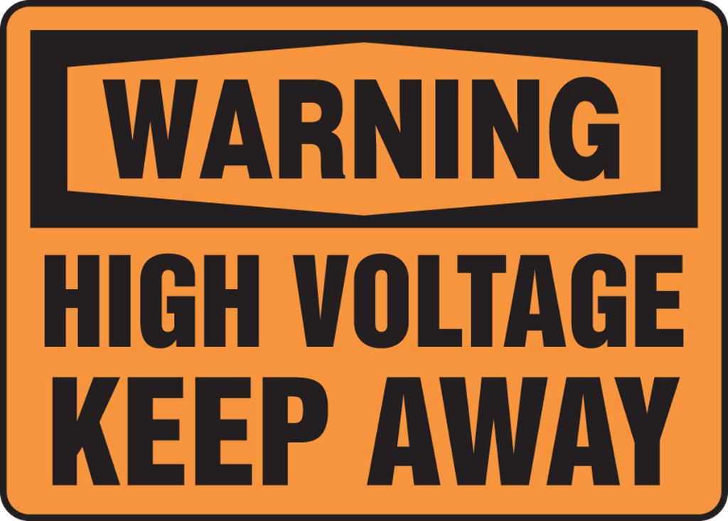 a warning sign near power lines saying danger high voltage keep away
