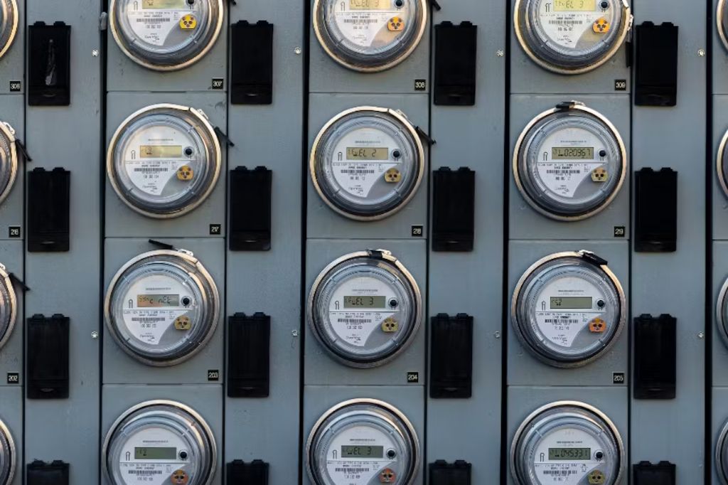 an electric meter tracks the electric energy usage of a home or business over time.