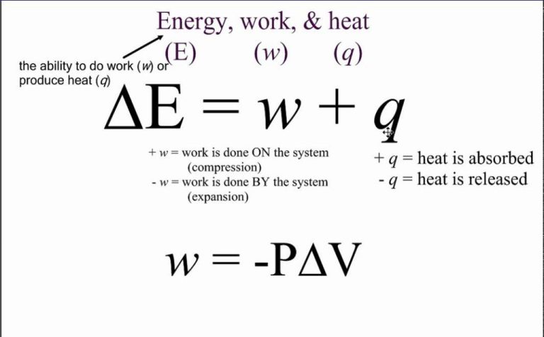 What Is The Formula For Heat Energy And Work?