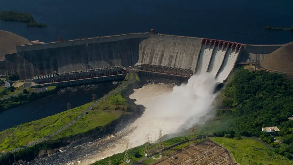 hydroelectric dam and power station generating renewable electricity.