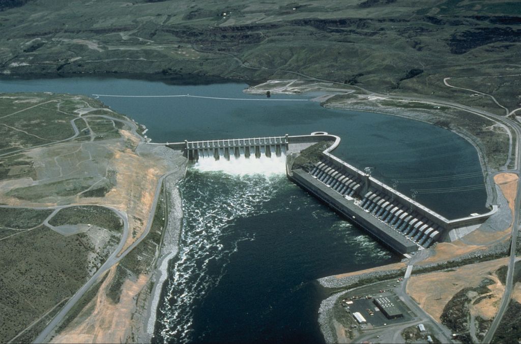 hydroelectric dam and river