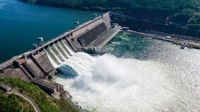 hydroelectric dam generating electricity from water