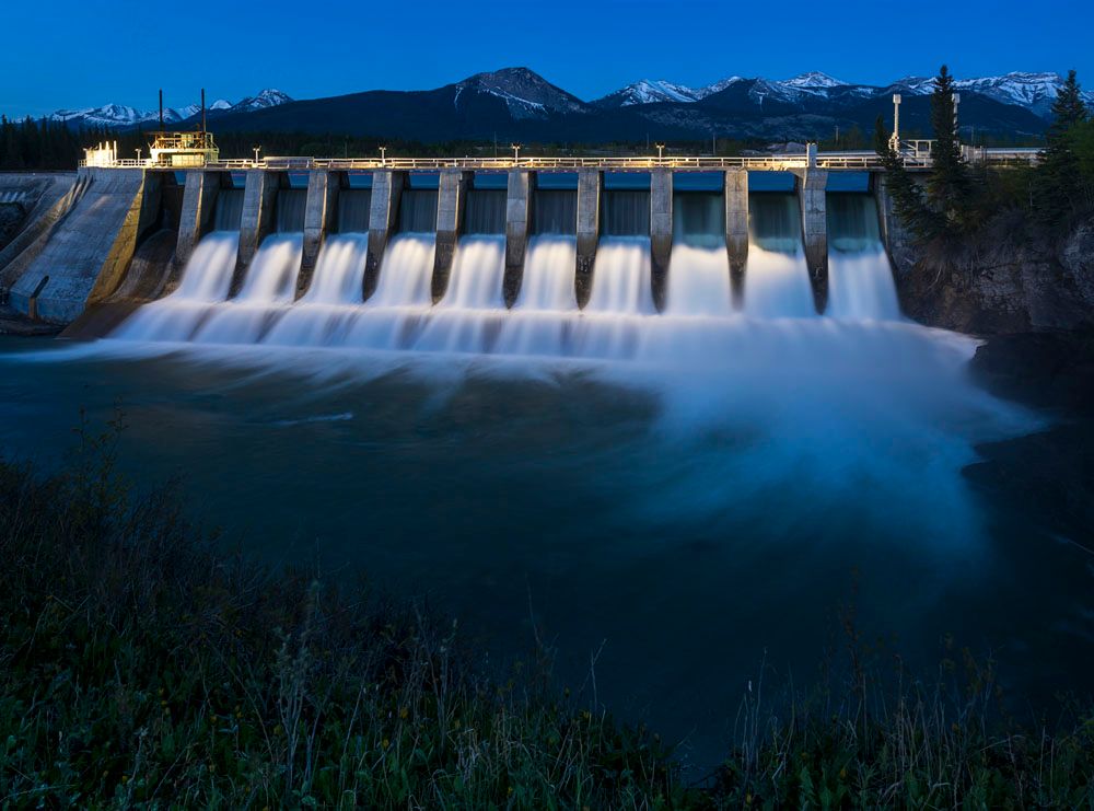 hydropower plant generating renewable electricity from water