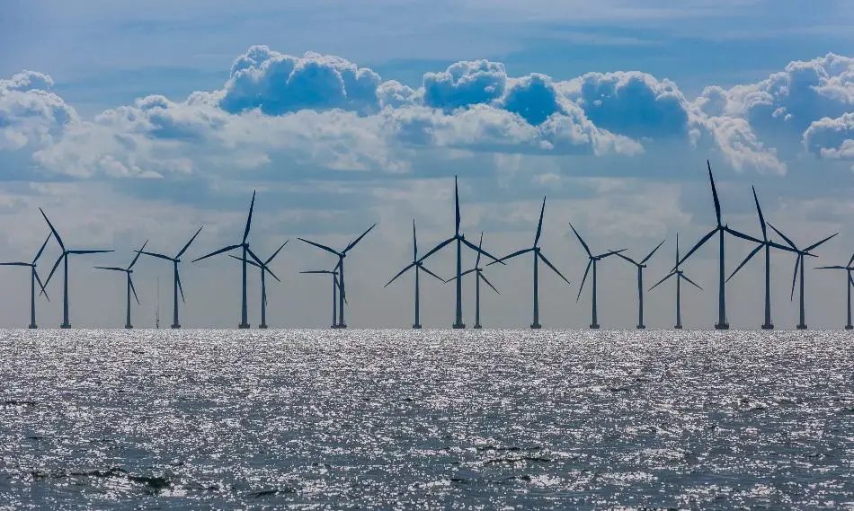 image of a large wind farm with many wind turbines