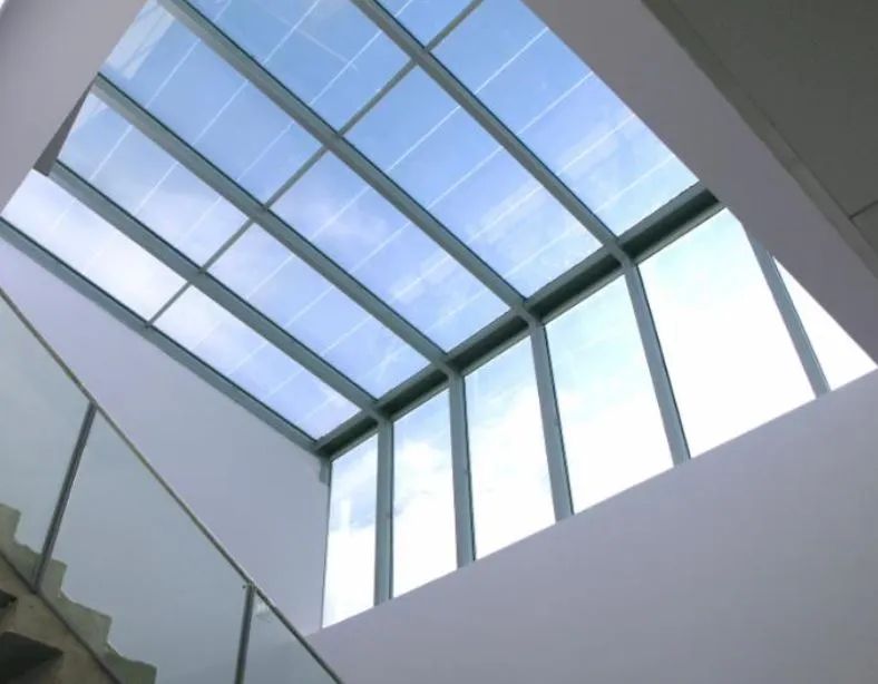 matching solar panel and skylight frames creates a unified roof design