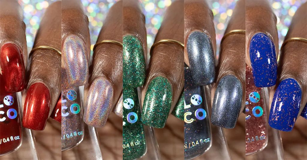 photo showing the holographic effect of holo taco nail polish under light