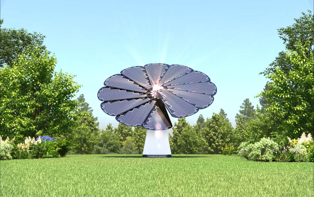 smartflower solar device open tracking sunlight