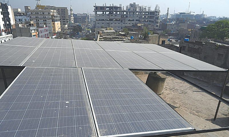 solar panels installed on a roof in pakistan.