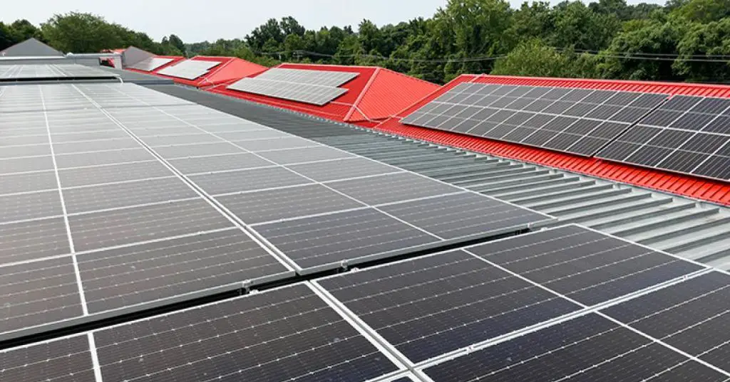 solar panels installed on rooftops provide locally generated clean energy for communities.