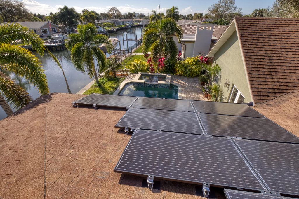 solar panels on a residential rooftop in florida