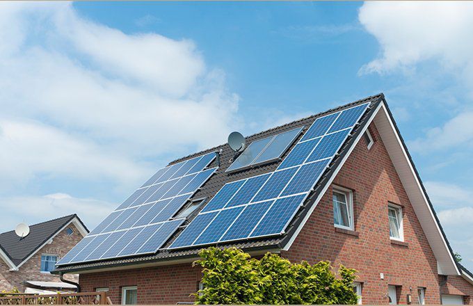 solar panels on roof generating renewable energy