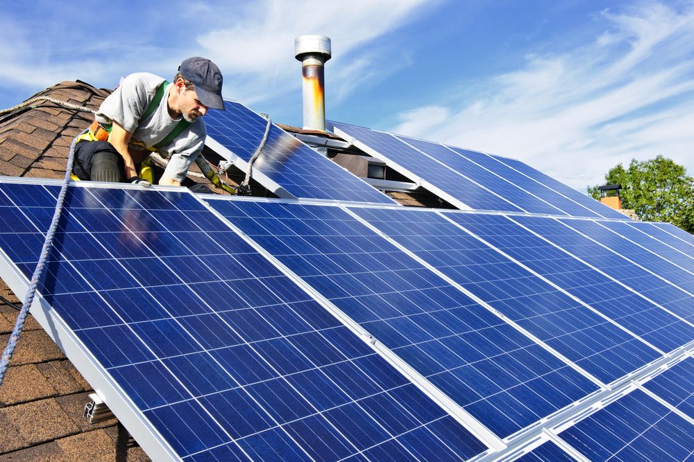 solar panels on rooftops provide clean energy to homes and businesses.