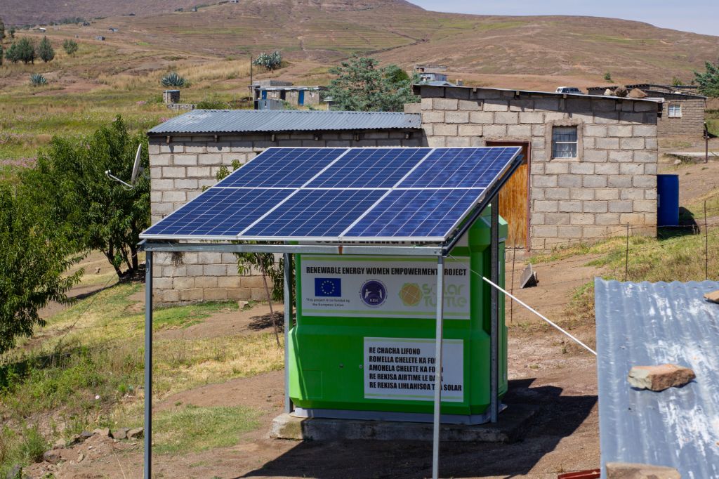 solar panels providing electricity to rural village