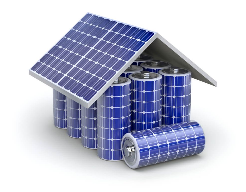 solar panels with batteries can store energy for use when the sun is not shining.