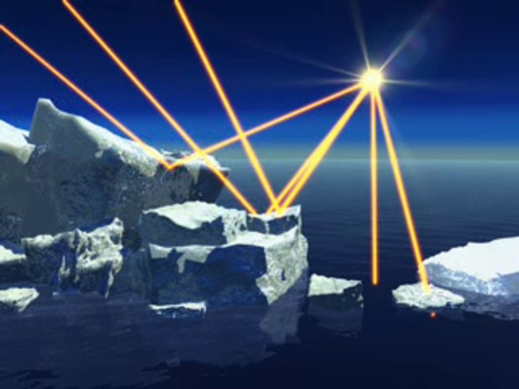 solar radiation interacting with ice sheets