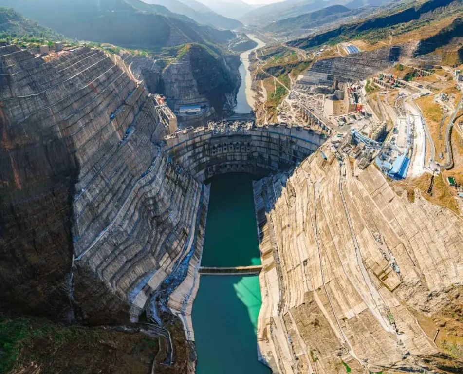 the baihetan dam is a massive double-curvature concrete arch dam with a height of 289 meters, making it the second tallest arch dam in the world