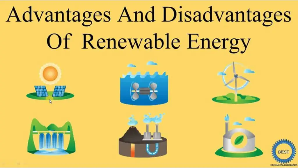 What are 3 positives and 3 negatives of renewable energy?