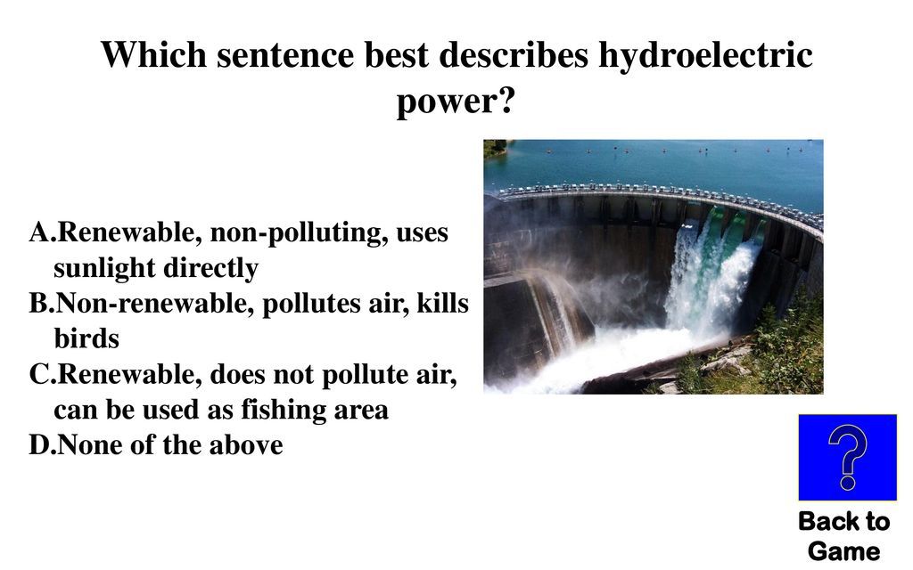 What is a sentence that has hydropower in it?