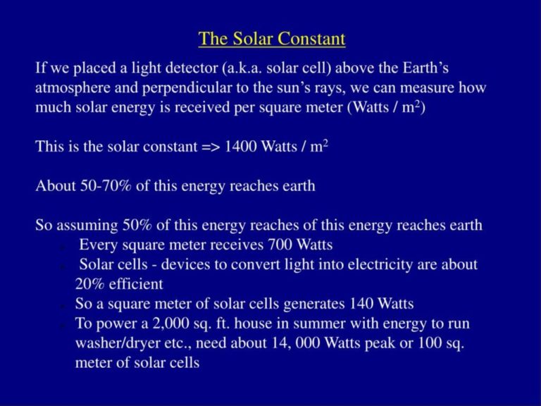 What Is The Solar Constant Per Square Foot?