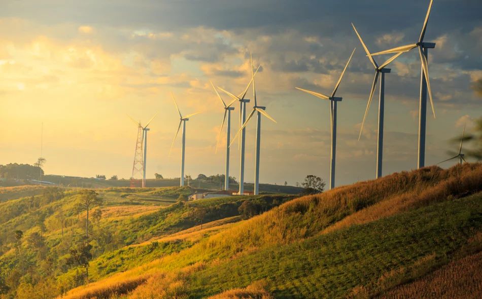 wind turbines generating electricity