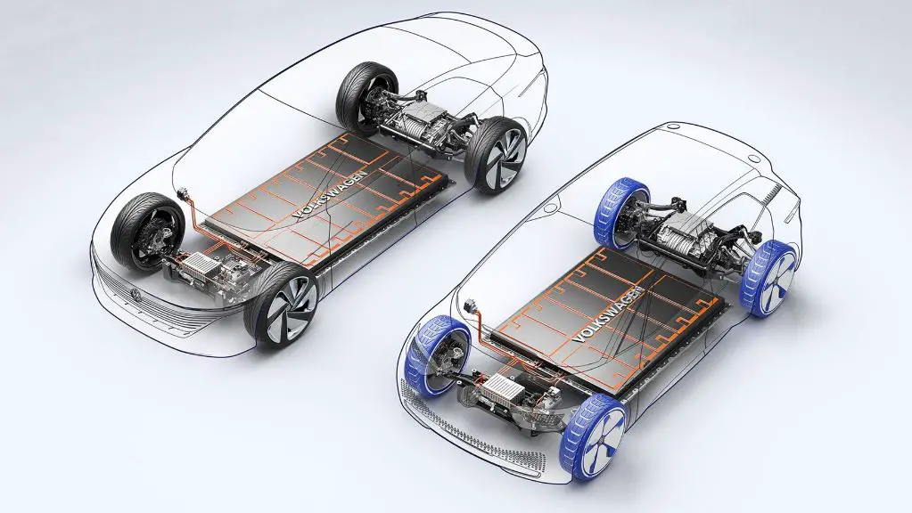 electric vehicles use large battery packs measured in kwh to store energy that powers the electric motor.