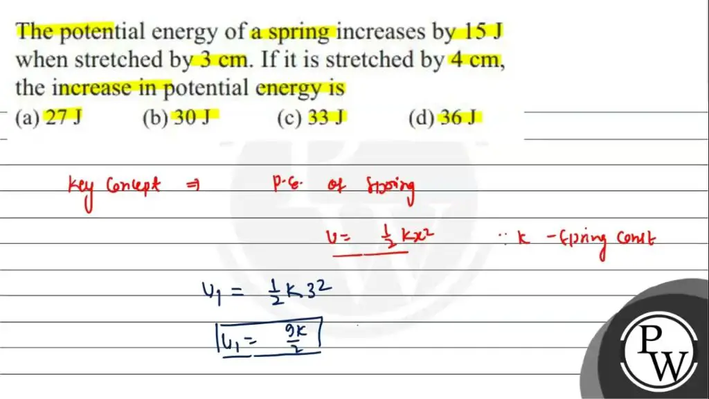 increasing potential energy by stretching a spring
