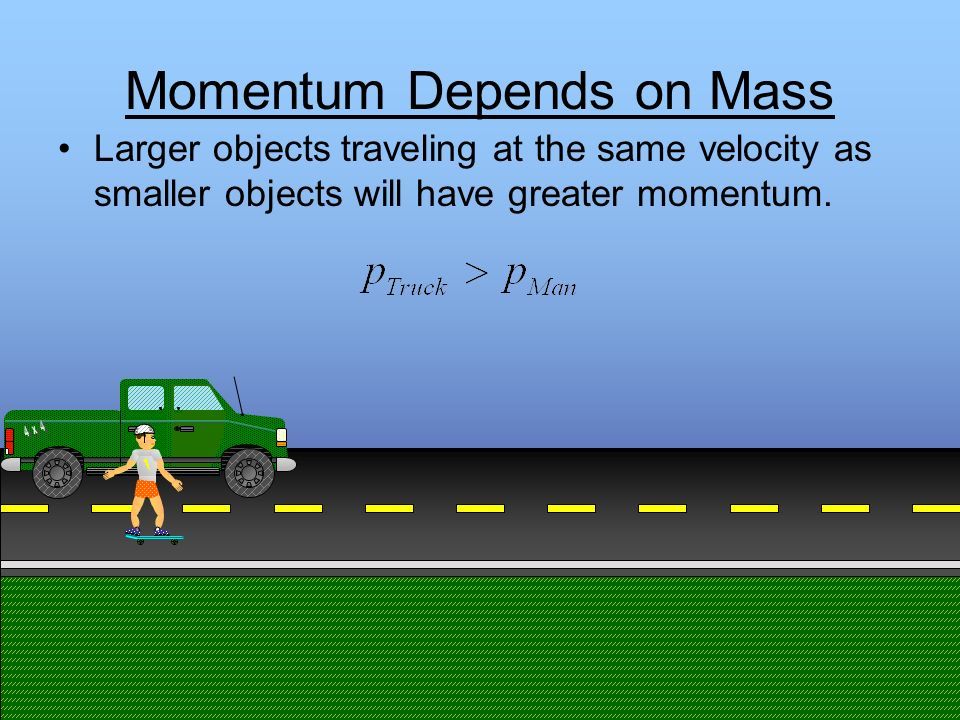 momentum depends on an object's mass and velocity.