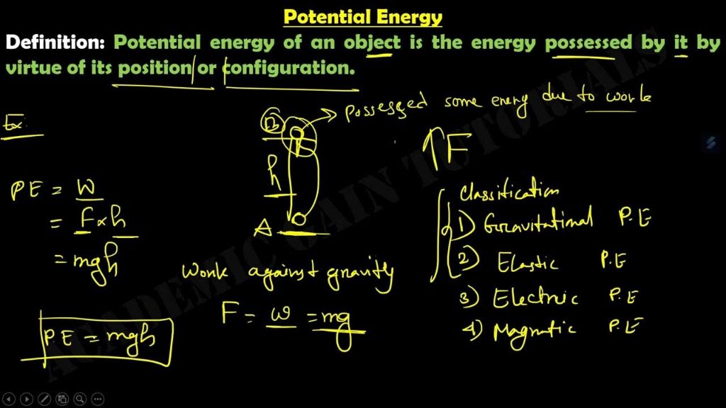 objects have potential energy due to their position or configuration which can be released to do work.