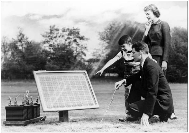 photovoltaic and pv originated in the 1950s with the creation of the first modern solar cells.