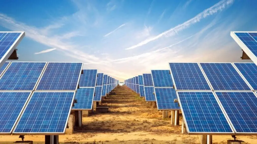 solar panels converting sunlight into renewable electricity