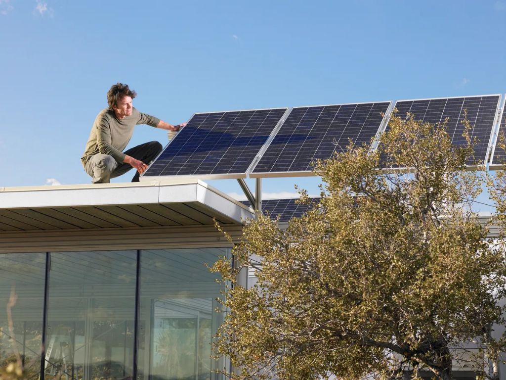 solar panels on rooftops capturing sunlight