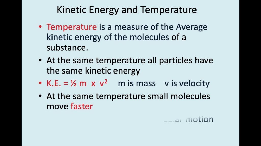 temperature provides a quantitative measure of the average kinetic energy and motion of molecules