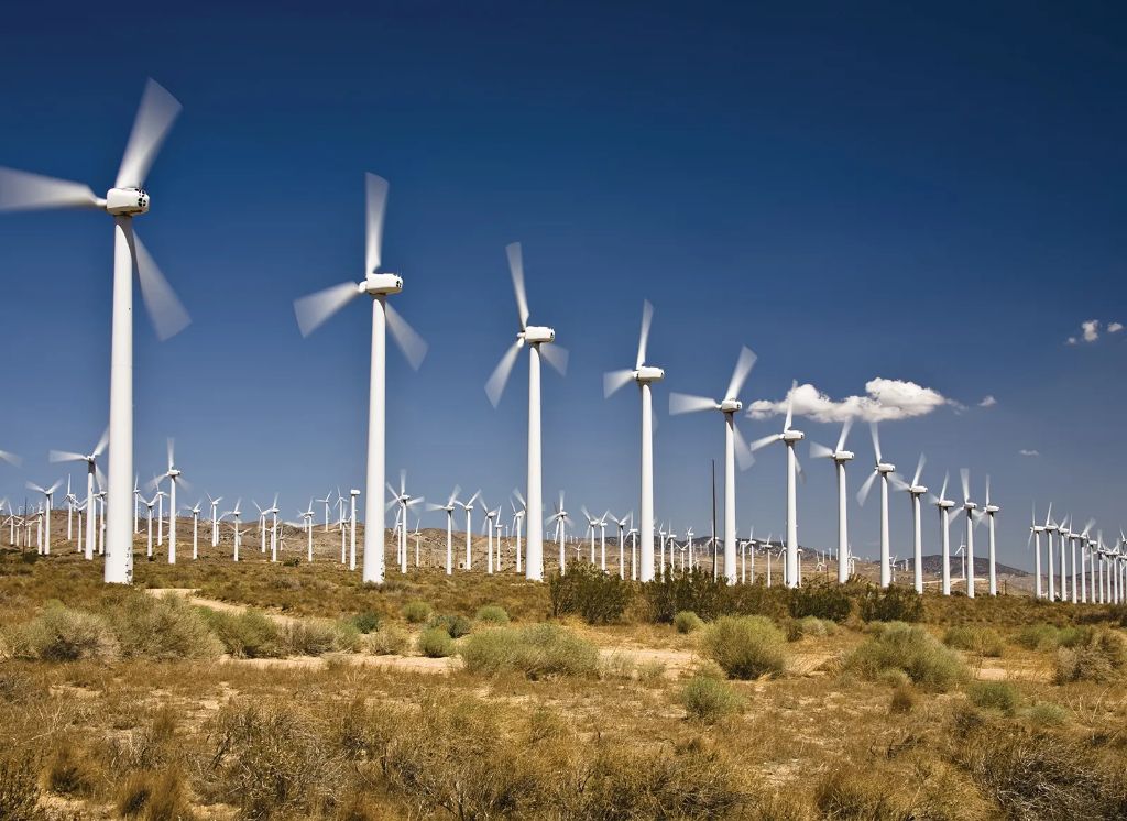 wind turbines convert wind energy into electricity
